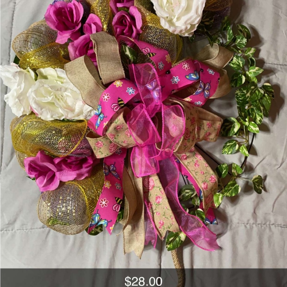Pink and whits rose wreath